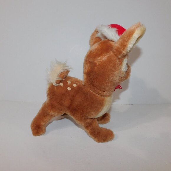 Set 2 VTG 80s Mighty Star Poseable 11" Plush ringing Christmas Reindeer Deer - Picture 7 of 9